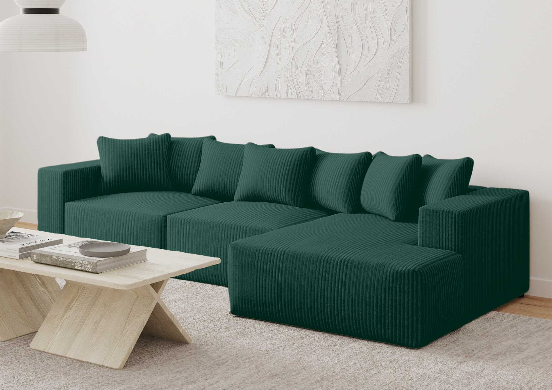 Narożnik loft rozkładany z funkcją spania kolor zielony